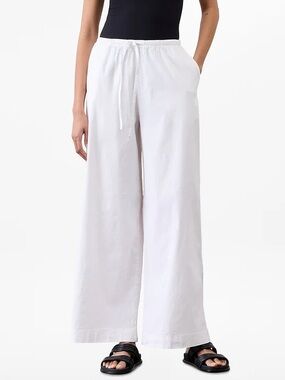 Athleta Paradise Mid Rise Wide Leg Pant White Size Large BNWT